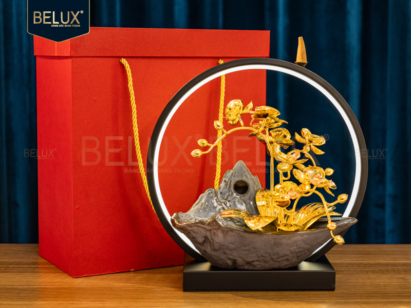 Lan Trầm Tiểu Cảnh   mạ vàng 24k&nbsp;30x20x30cm